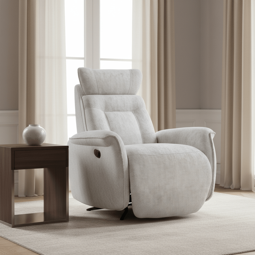 Grey Polyester Manual Recliner