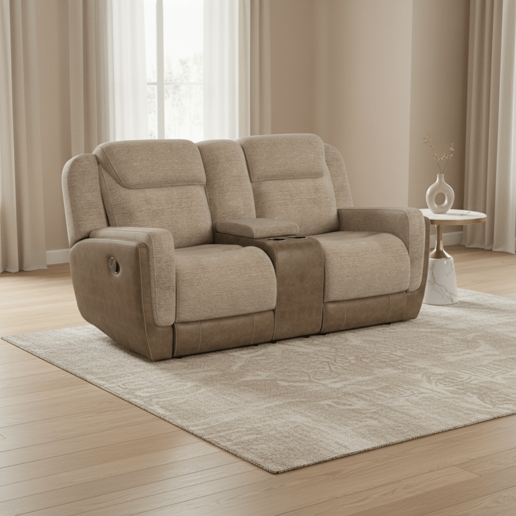 Hornet Motion Loveseat with Console in Rancho Beige