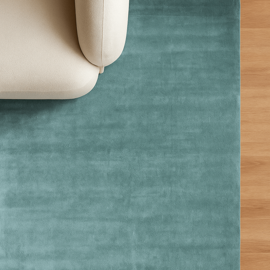 INDIAN HANDWOVEN VISCOSE CARPETSBaby blue Rug