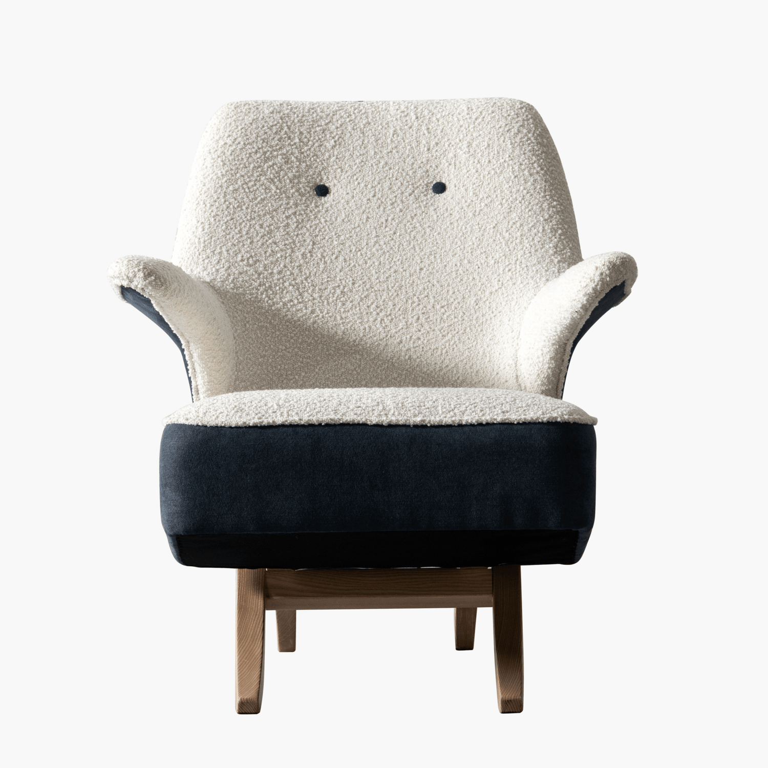 Iris Cream &amp; Indigo Accent Chair
