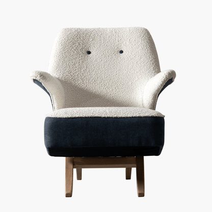 Iris Cream &amp; Indigo Accent Chair