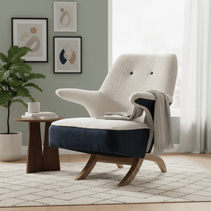 Iris Cream &amp; Indigo Accent Chair