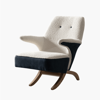 Iris Cream &amp; Indigo Accent Chair
