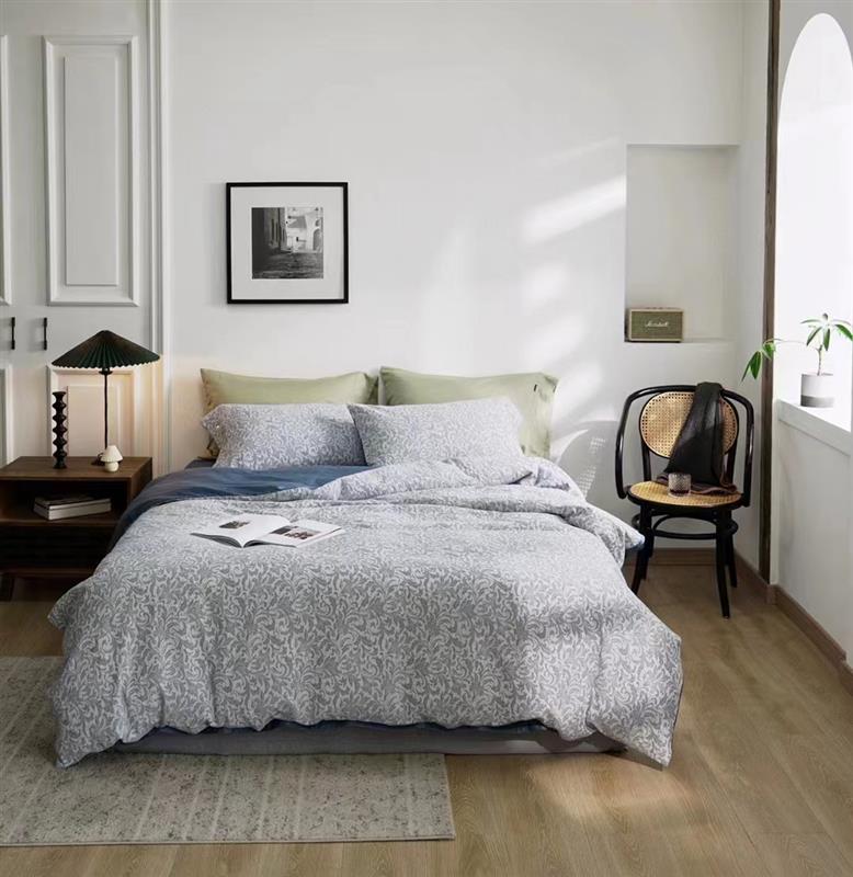 Jaqcuard Floral Weave Grey Bedding Set-KING