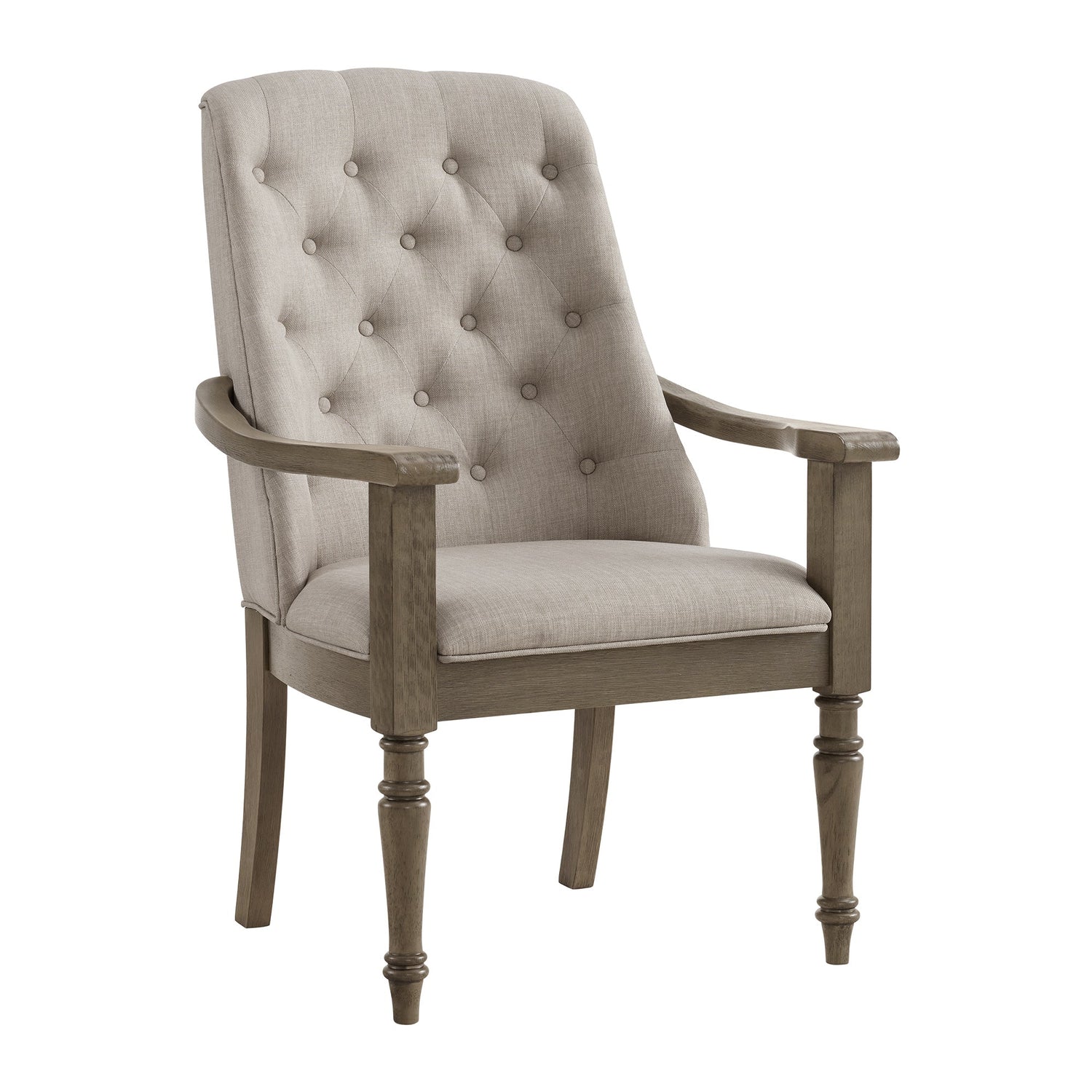 Kings Court Dining Arm Chair with Taupe Fabric in Grey