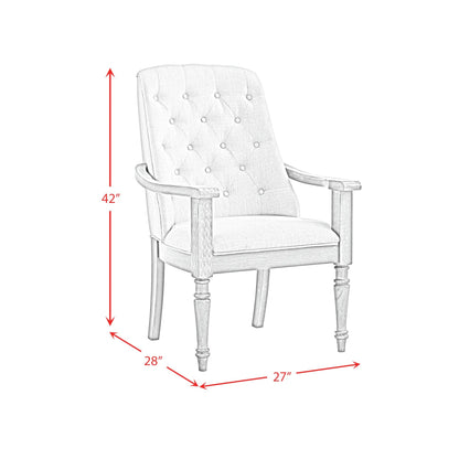 Kings Court Dining Arm Chair with Taupe Fabric in Grey