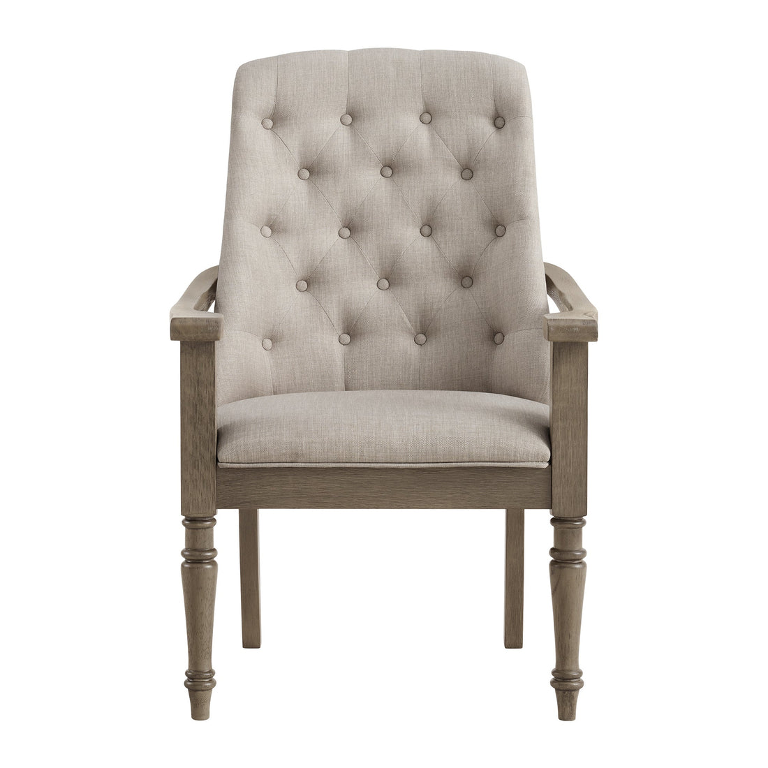 Kings Court Dining Arm Chair with Taupe Fabric in Grey