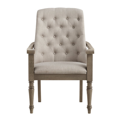 Kings Court Dining Arm Chair with Taupe Fabric in Grey