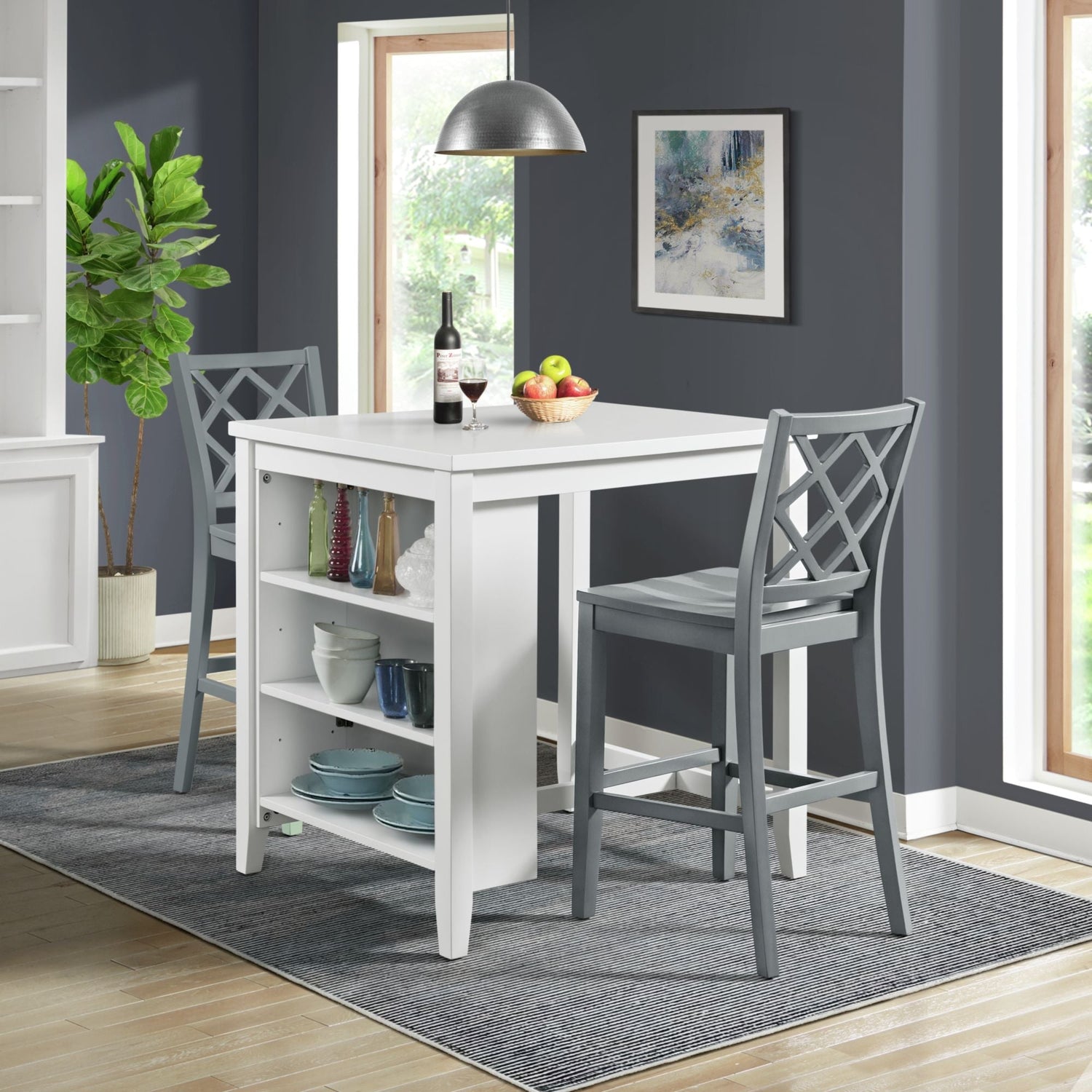 Kona Lattice Back Counter Side Chair in Grey (2 Per Carton)