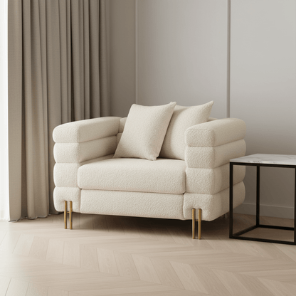 Layers Square Bouclé Cream Chair