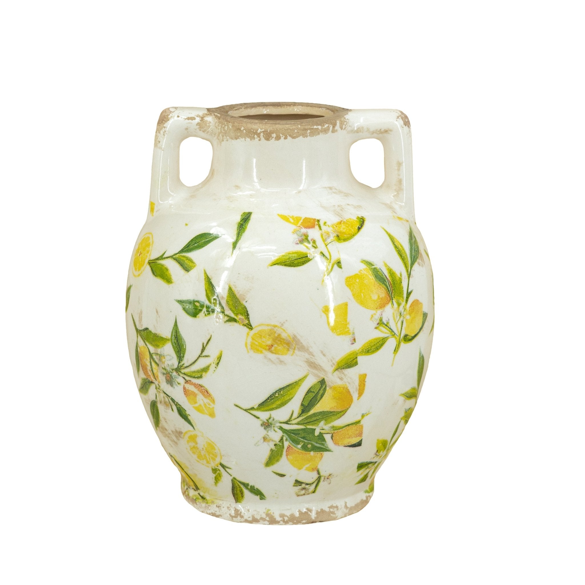 Lemon Pattern Vase With Handle