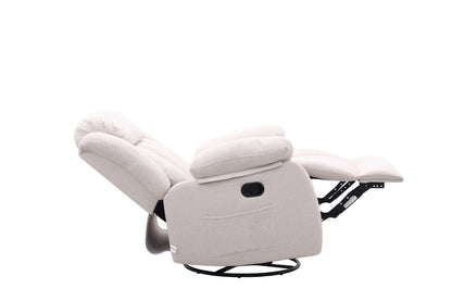 Lena Beige Swivel Recliner with Glider