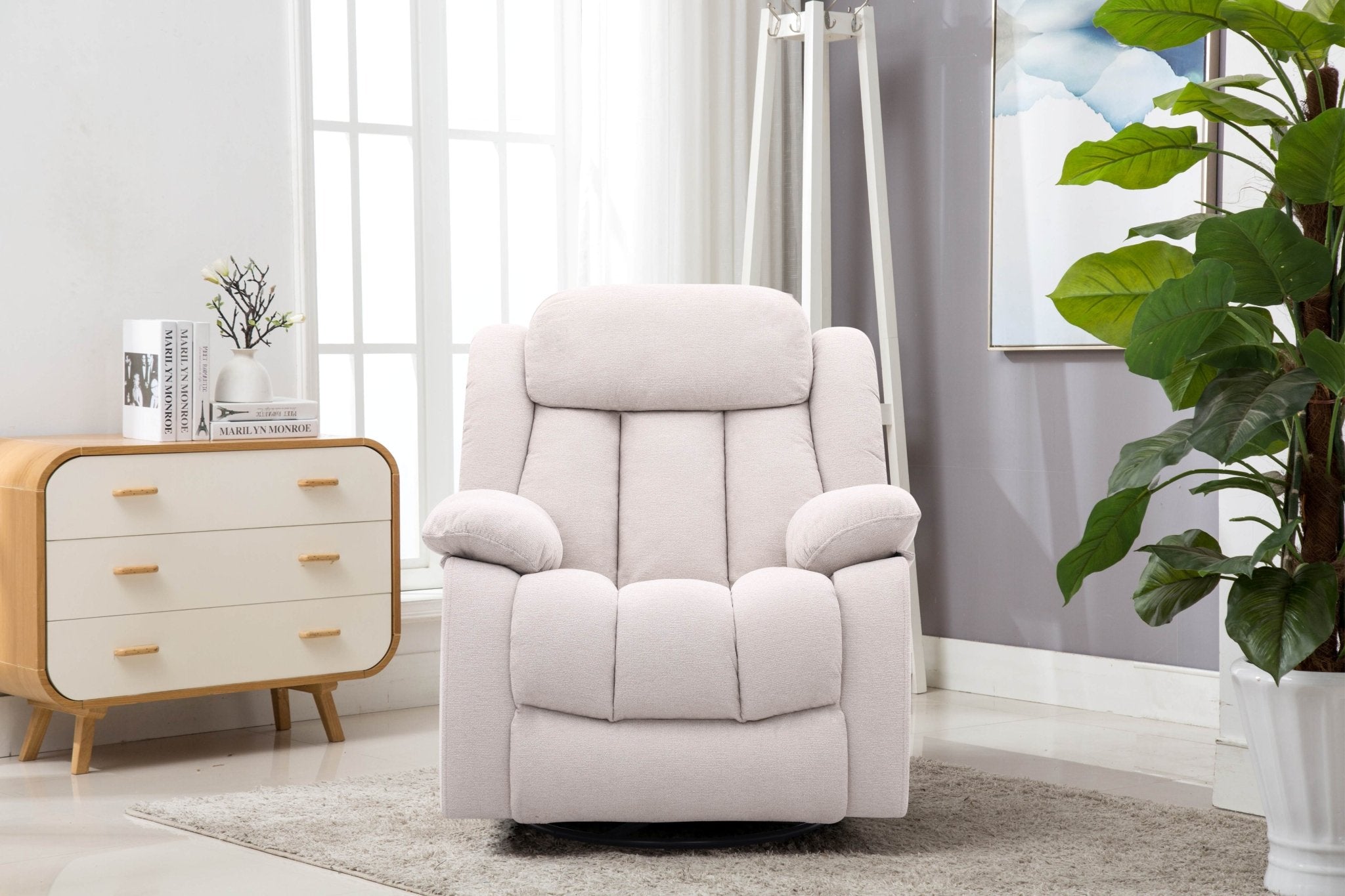 Lena Beige Swivel Recliner with Glider