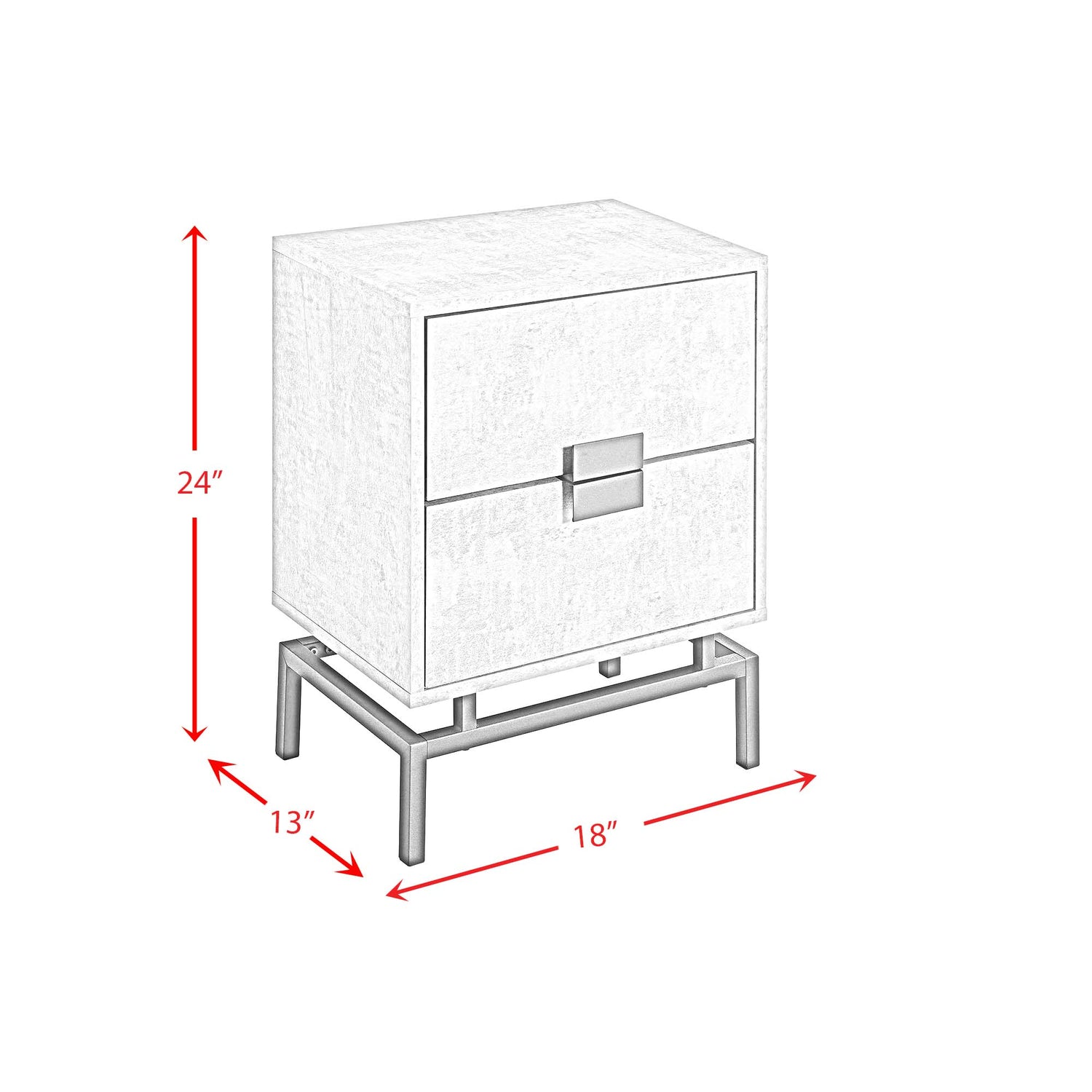 Lola Accent Nightstand with Cement Top in Black
