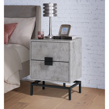 Lola Accent Nightstand with Cement Top in Black