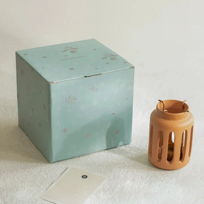 Lupa Terracotta Round Lantern W/Metal Handle - Small