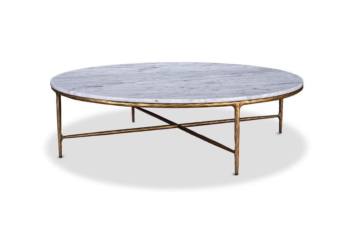 Square Silver Coffee Table with Marble Top