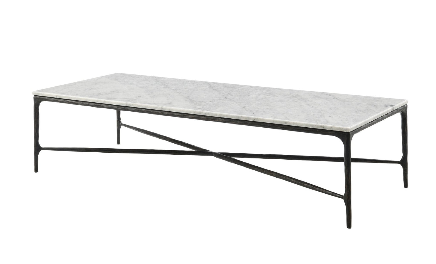 Square Silver Coffee Table with Marble Top