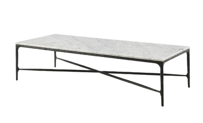 Square Silver Coffee Table with Marble Top