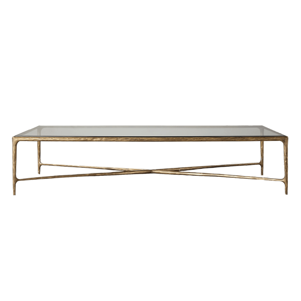 Square Silver Coffee Table with Marble Top