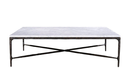 Square Silver Coffee Table with Marble Top