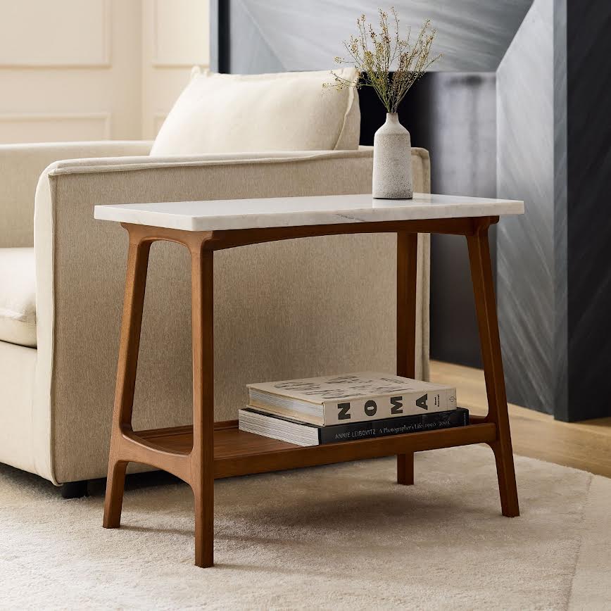Marble Essence Walnut Side Table