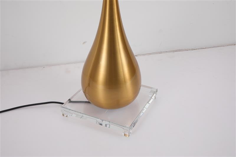 Metal and linen Glass Floor lamp-Gold