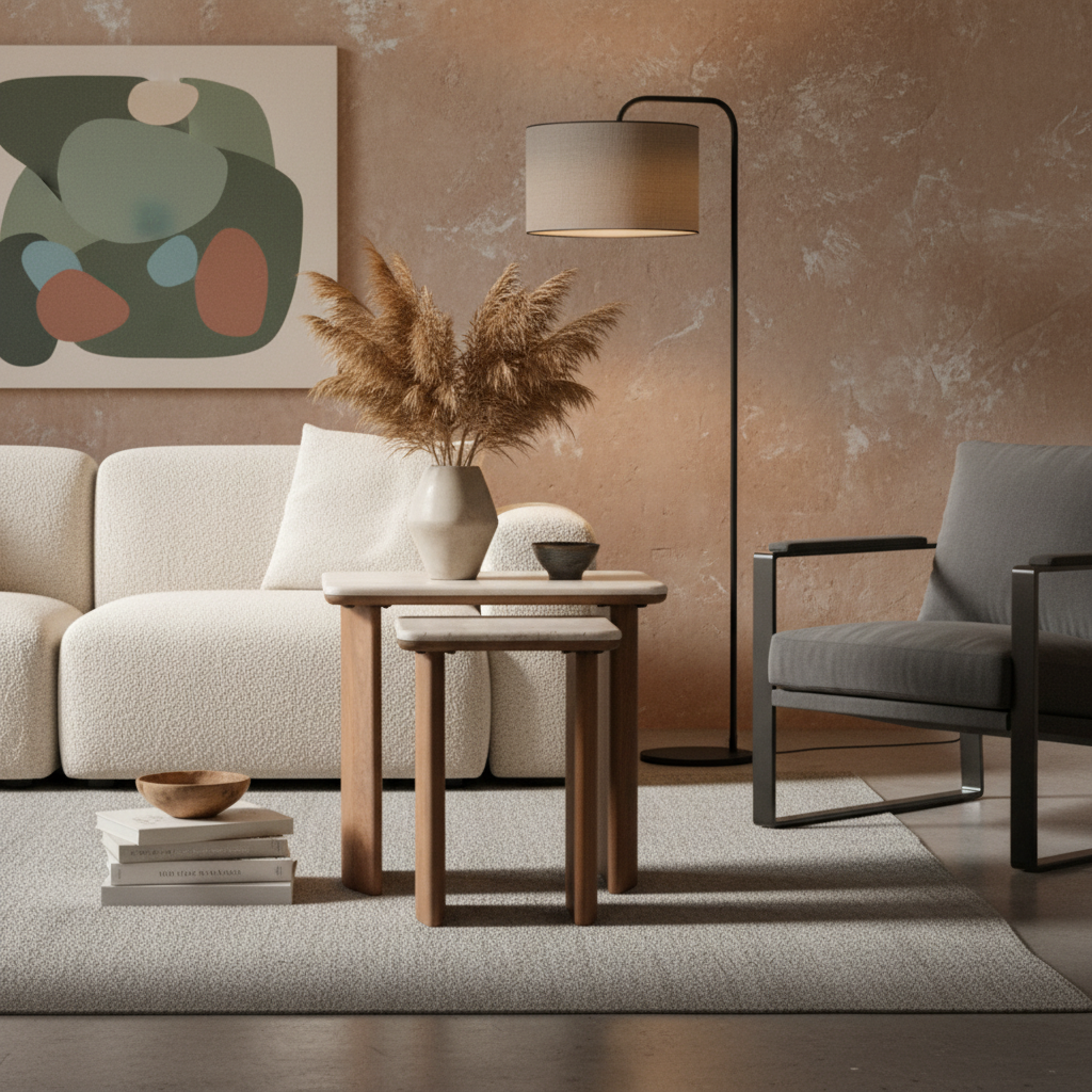 Milav NESTING TABLE Marble Top