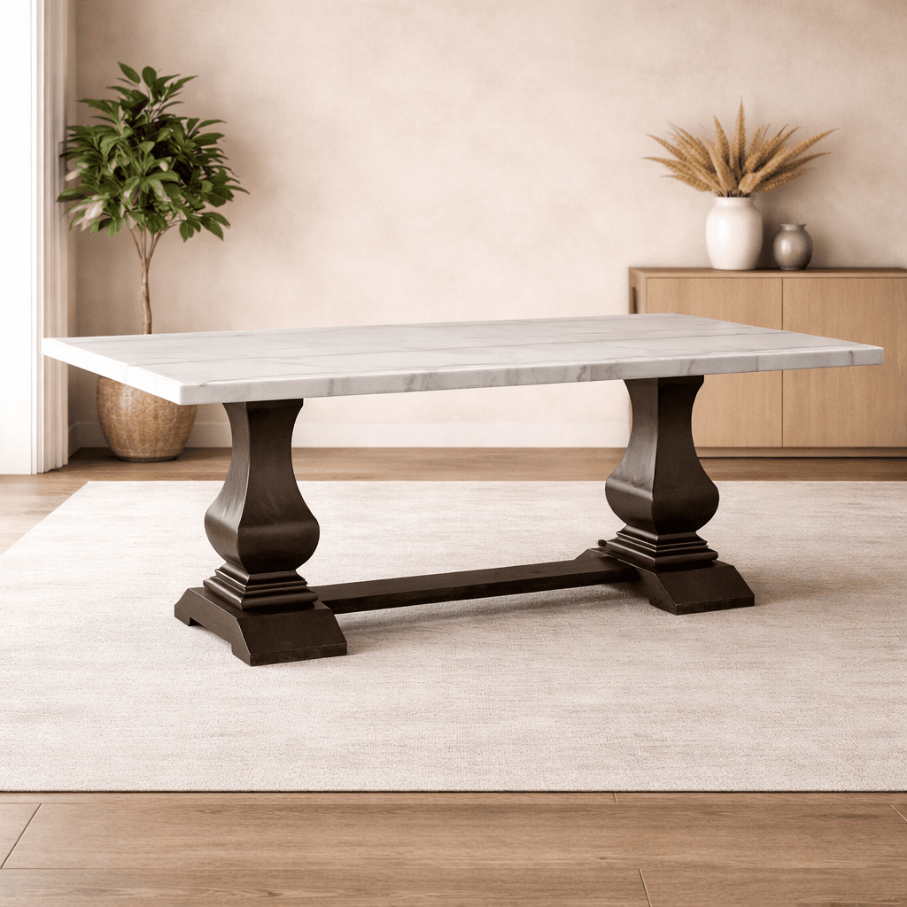 Monticello White Marble Dining Table 6-8 Seaters