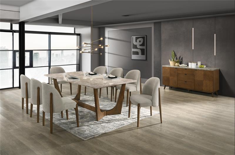 Morgans Beige Marble Dining Table 8 Seater SET