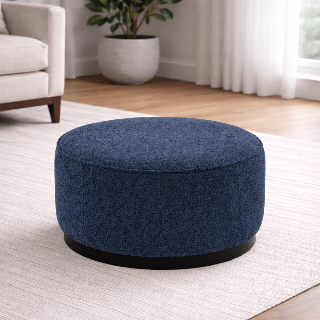 Navy Boucle Ottoman W55.5xH44cm