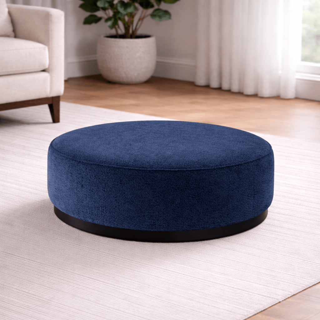 Navy Boucle Ottoman W91xH36cm