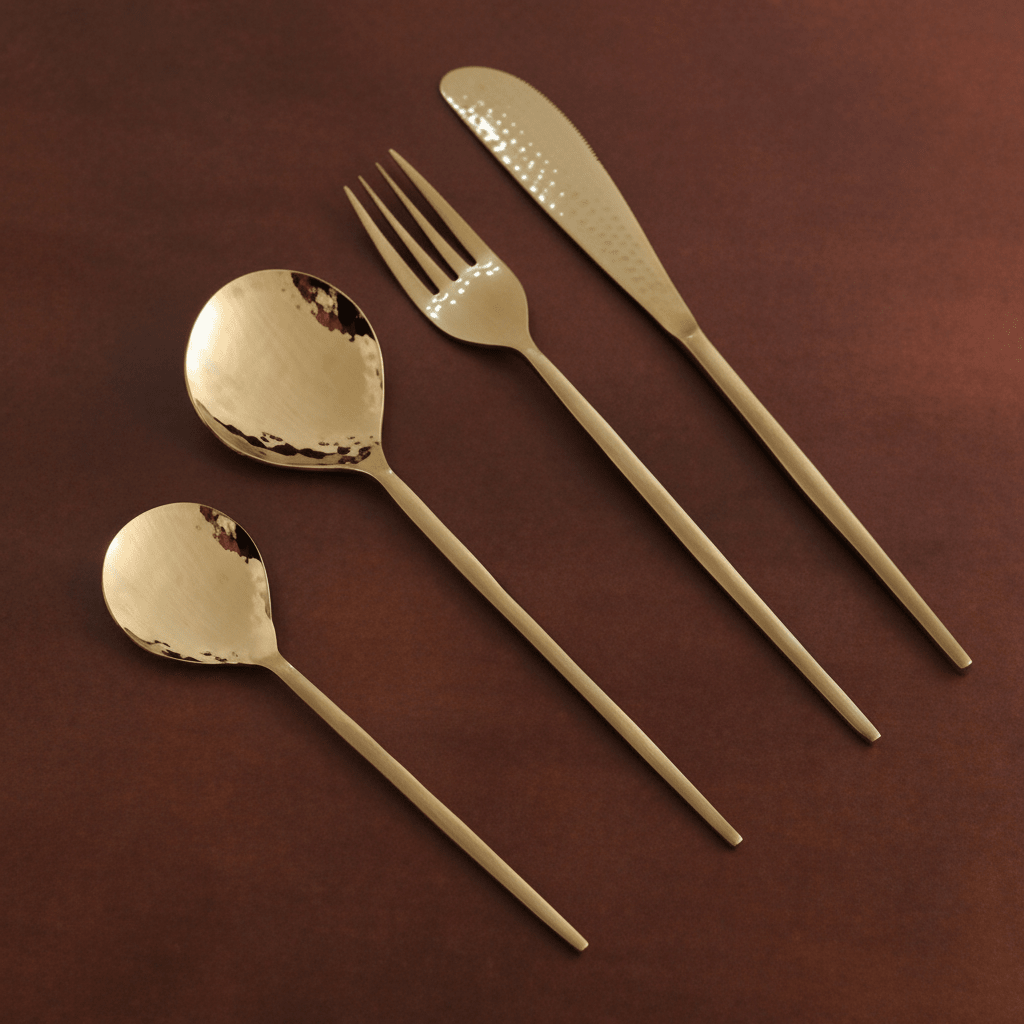 Norah Gold Hammered Cutlery Set of 4