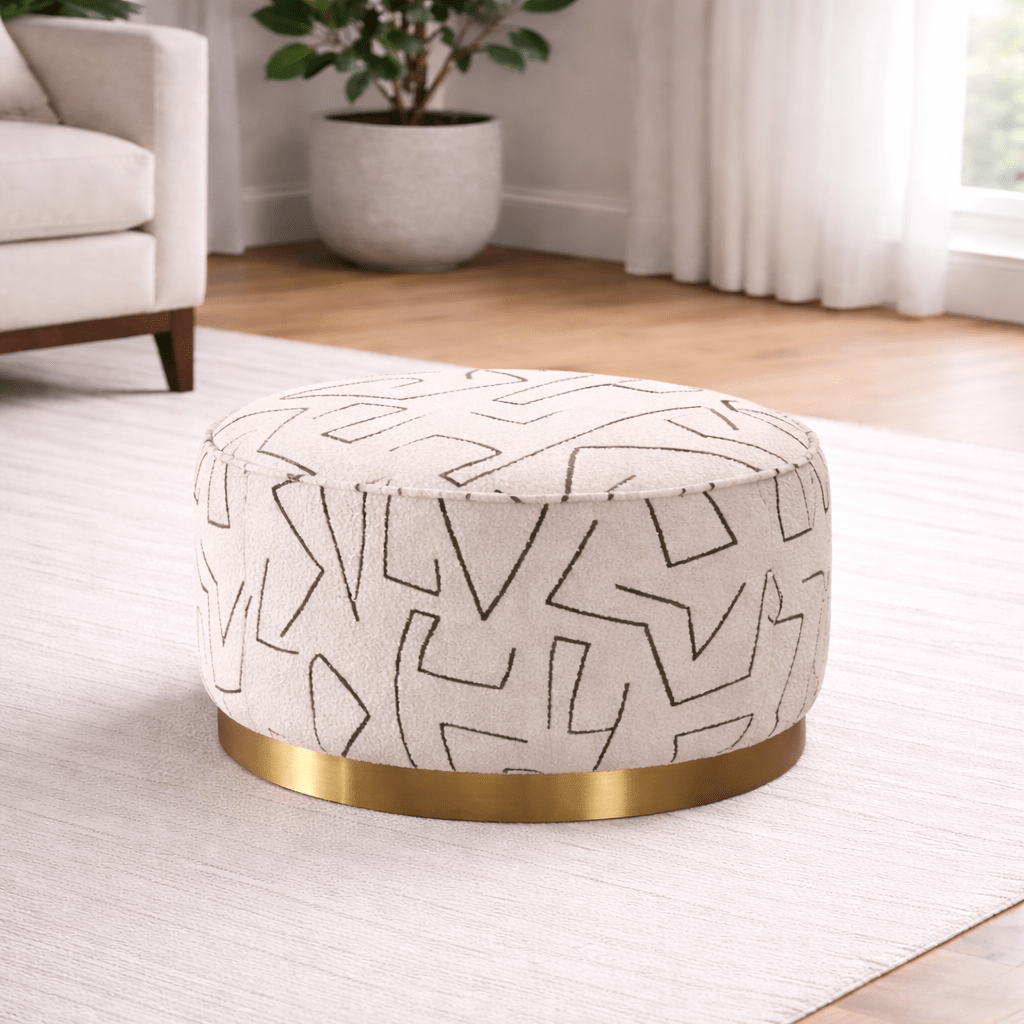 Pattern White Boucle Ottoman W55.5xH44cm