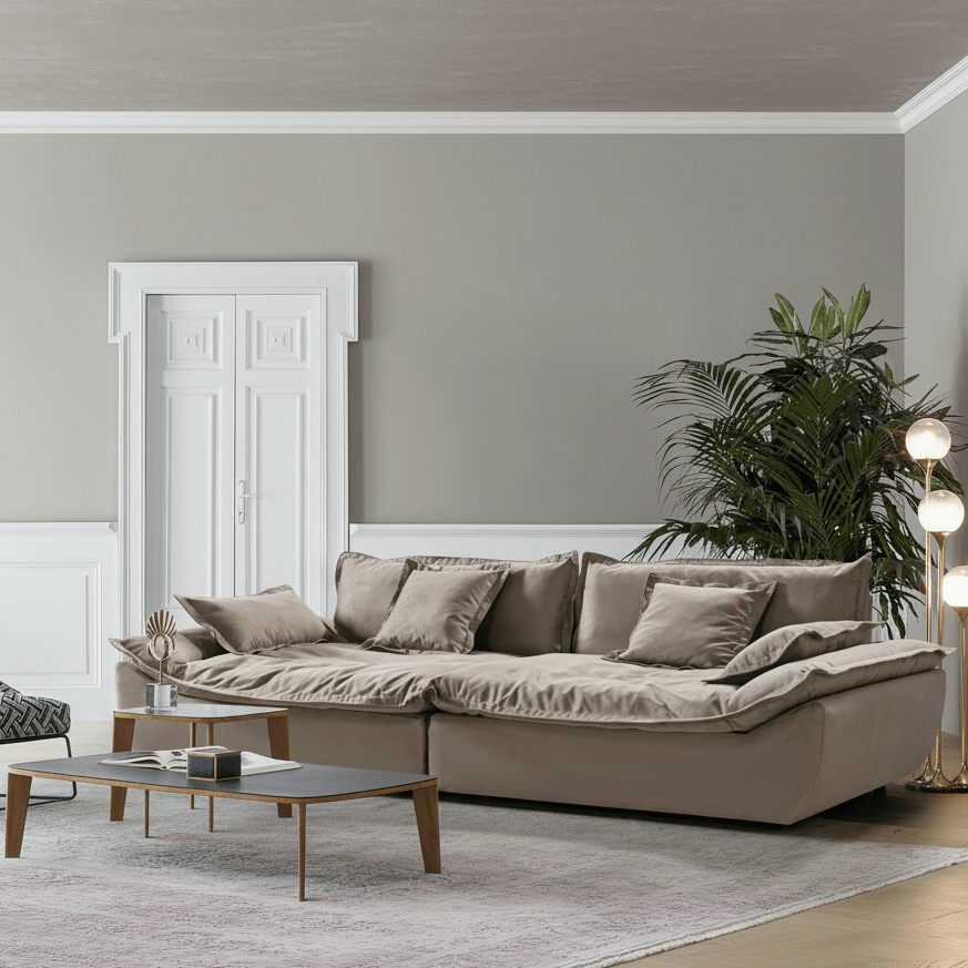 Plush Perfection Taupe 4 Seater Sectional W280