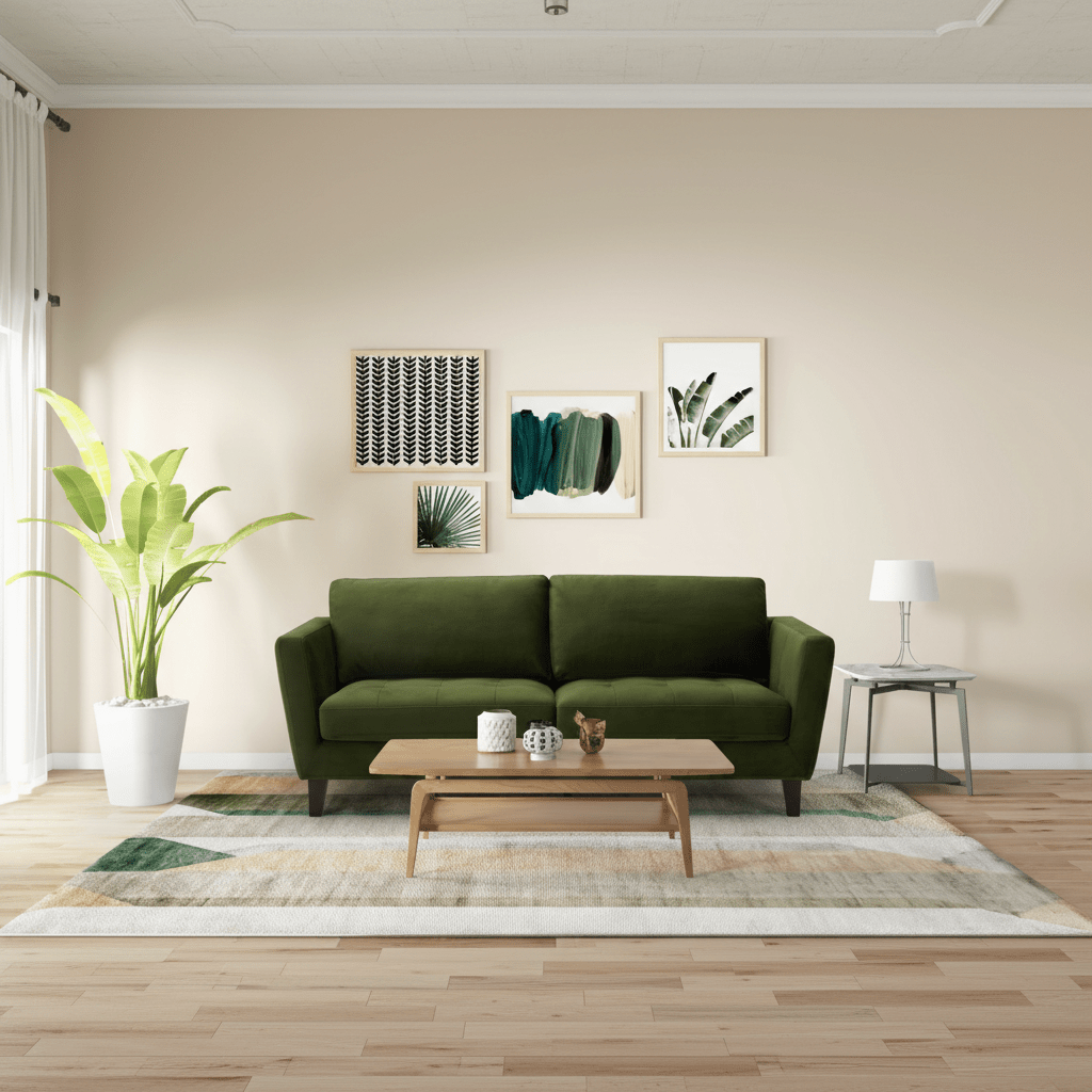 Prague Green 3 Seater Sofa