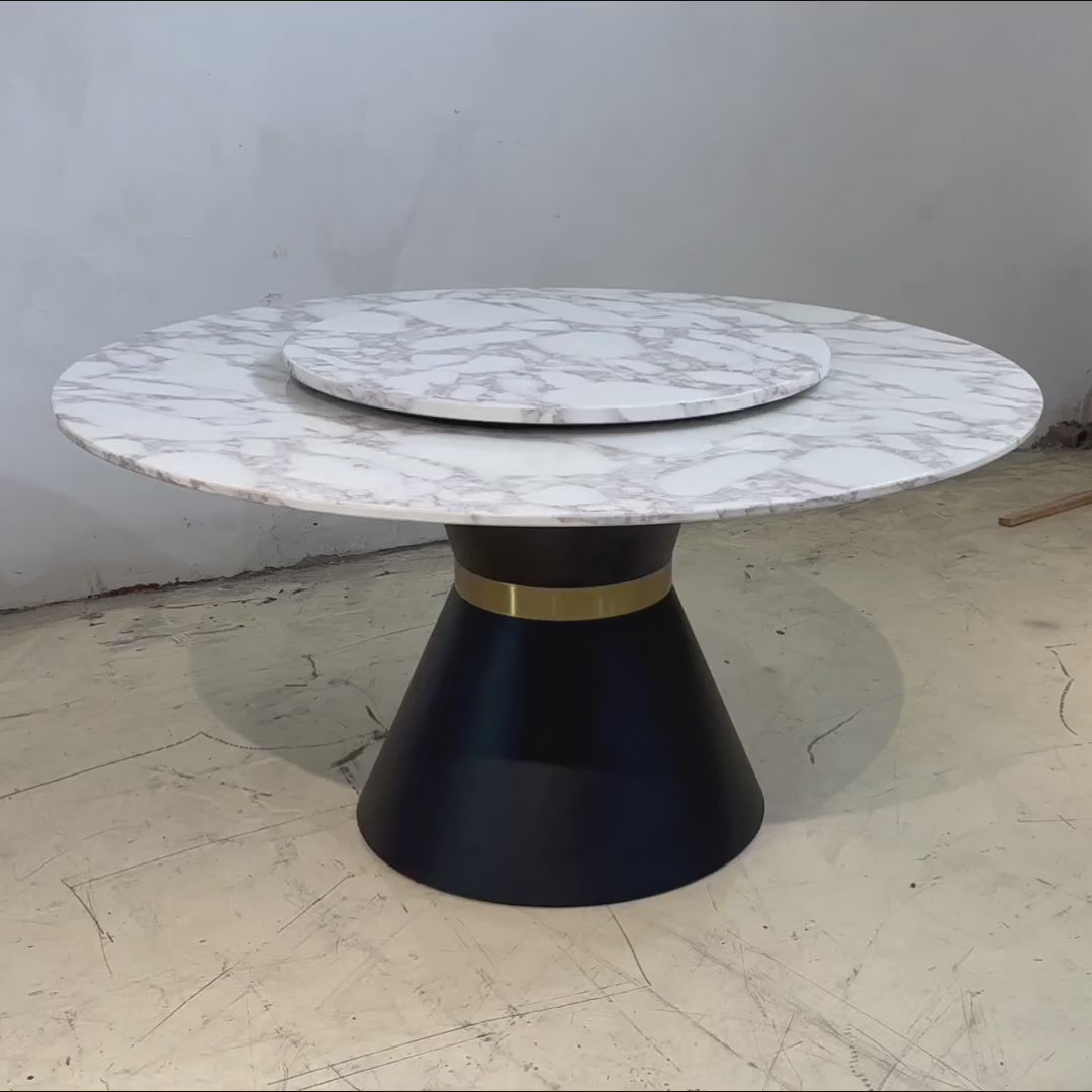 Matte Black Marble Dining Table -4 Persons