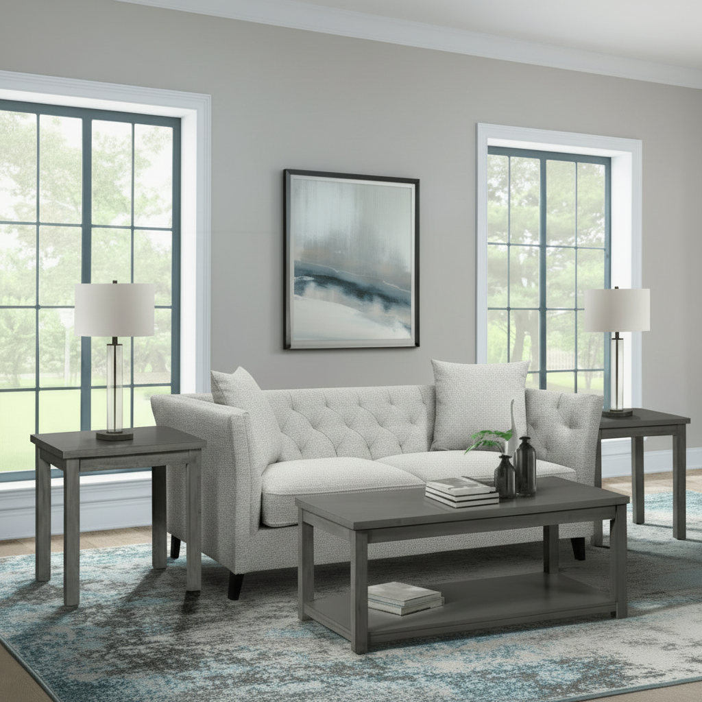Rina Three Pack Occasional set; coffee W/ Casters in grey