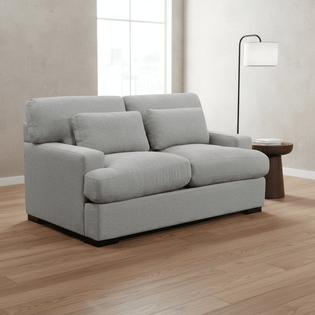 Rodeo Loveseat With 2 Bolster Pillows In Grey