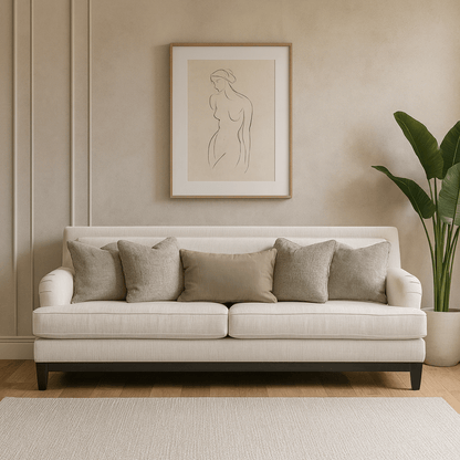 Romanian Key Beige 4 Seater Sofa