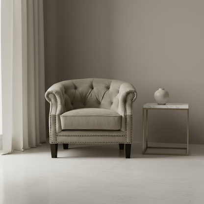Romanian Key Beige Accent Chair