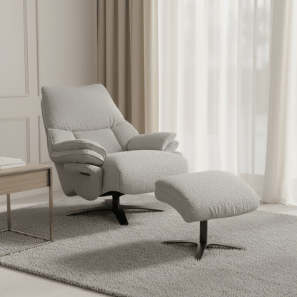 Roots Comfort Grey Power Recliner w/Ottoman