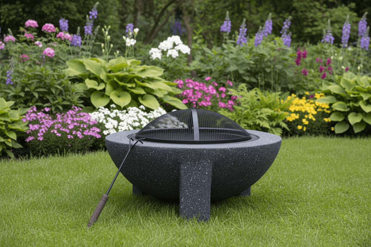 Round Firepit Dark Gray - L74XW74xH43CM