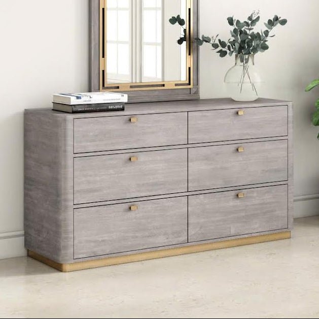 Rustic Haven Brown Oak six Drawer Dresser