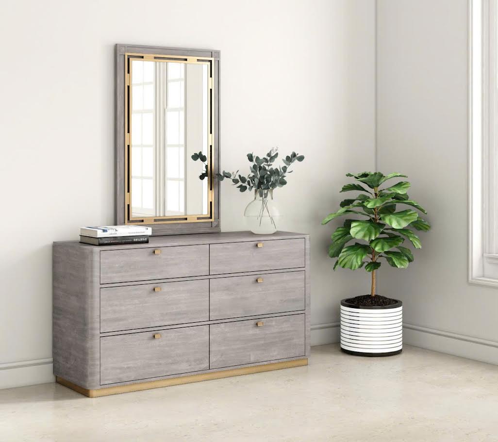 Rustic Haven Brown Oak six Drawer Dresser