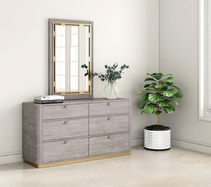 Rustic Haven Brown Oak six Drawer Dresser