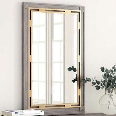 Rustic Haven Brown Oak six Drawer Mirror