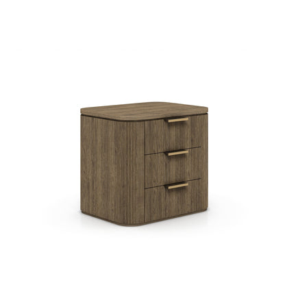 Rustic Haven Brown Oak Three Drawer Nightstand