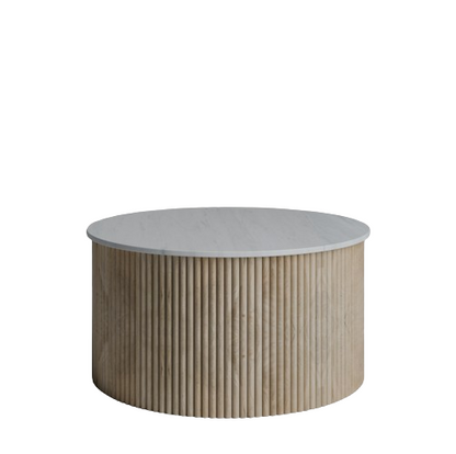 Ribbed Round Coffee Table with Marble