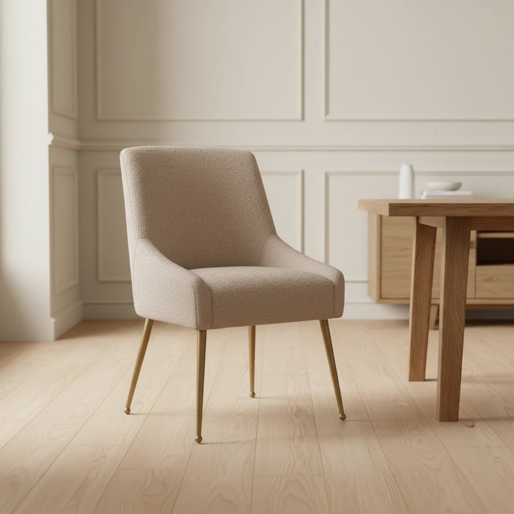 Serenity Tan Boucle Dining Chairs